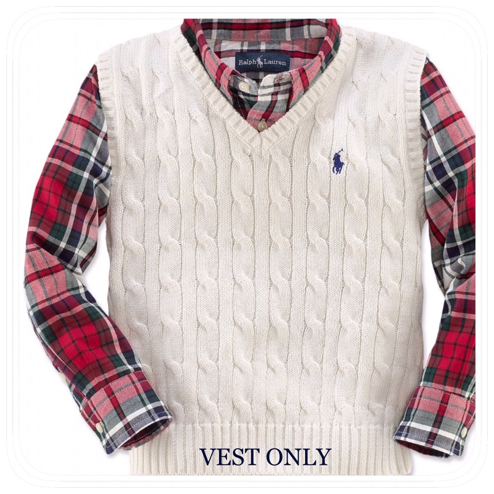 CABLE-KNIT COTTON SWEATER VEST - 3T